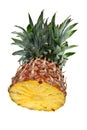 A half cut pineapple against a white background Royalty Free Stock Photo