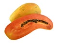 Half cut and whole papaya fruits. Royalty Free Stock Photo