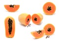 Half cut and whole papaya fruits