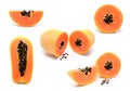 Half cut and whole papaya fruits Royalty Free Stock Photo