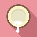 Half cutted coconut icon, flat style