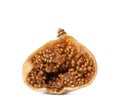 Half of delicious dried fig on white background. Royalty Free Stock Photo