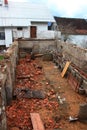 Half destroyed barn from above Royalty Free Stock Photo