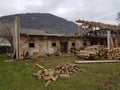 Half destroyed barn from side Royalty Free Stock Photo