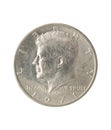 Half dollar, white background.