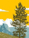 Half Dome from Glacier Point in Yosemite National Park California WPA Art Deco Poster