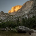 Half Dome Glows Over Mirror Lake Royalty Free Stock Photo