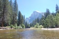 Half dome and merced river Royalty Free Stock Photo