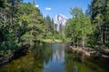 Half Dome & the Merced River, & Sentinel Bridge, Yosemite Nat`l. Park, CA Royalty Free Stock Photo