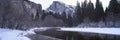 Half Dome and Merced River In Winter, Yosemite National Park, California Royalty Free Stock Photo