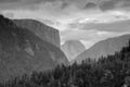 Half Dome peeking its head out over the top of the mountains. Royalty Free Stock Photo