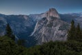 Half Dome rock climbing summits in beautiful golden light at su Royalty Free Stock Photo