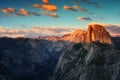 Half Dome of Yosemite during sunset Royalty Free Stock Photo