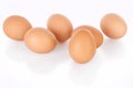 Half dozen brown chicken eggs isolated on white Royalty Free Stock Photo