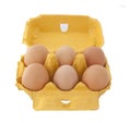 Half dozen fresh eggs in box