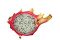 A half dragon fruit, isolated on white Royalty Free Stock Photo