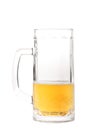 Half-drank beer mug isolated on white Royalty Free Stock Photo