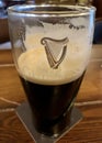 Half drunk pint of Guinness