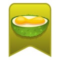 Half durian logo, cartoon style