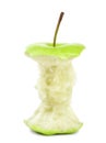 Half eaten green apple on white Royalty Free Stock Photo