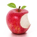Half eaten red apple isolated on white background. 3D illustration