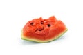 Half-eaten watermelon slice isolated on a white background Royalty Free Stock Photo