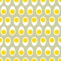 Half egg with yolk seamless ornament. Easter food tile pattern.