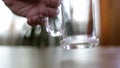 Half empty beer mug on table changed to empty