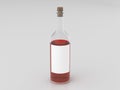 Half empty bottle of red wine with blank label mockup Royalty Free Stock Photo