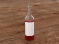 Half empty bottle of red wine with blank label mockup Royalty Free Stock Photo