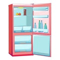 Half empty fridge icon, cartoon style