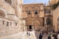 Half empty square in front of the Church of the Holy Sepulchre in the old city of Jerusalem, Israel Royalty Free Stock Photo
