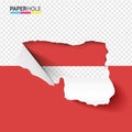 Half empty torn paper hole with bent ripped edges on half red bacground for sale promo vector concept