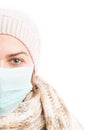 Half face of cold woman wearing medical mask Royalty Free Stock Photo