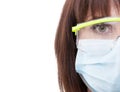 Half face of a dentist woman wearing protection glasses Royalty Free Stock Photo