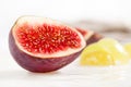 Half fig on white background Royalty Free Stock Photo