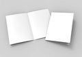 A3 half-fold brochure blank white template for mock up and presentation design. 3d illustration.