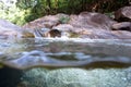 Splatter water under the waterfall