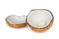 half fresh coconut fruit isolate on white Royalty Free Stock Photo