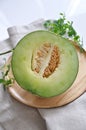 Half of Fresh Japanese Melon Royalty Free Stock Photo