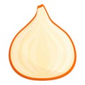 Half fresh onion icon, cartoon style