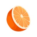 Half of fresh orange. Fresh citrus fruit. Healthy food. Decorative flat vector element for juice or candy packaging Royalty Free Stock Photo