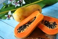 Fresh Papaya on Wooden Cutting Board Royalty Free Stock Photo