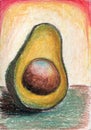 A half of a fresh and ripe avocado frut