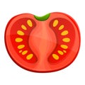 Half fresh tomato icon, cartoon style Royalty Free Stock Photo