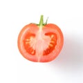 Half fresh tomato isolated on white background. Top view Royalty Free Stock Photo