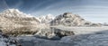 Half-frozen lake, Lofoten, Norway Royalty Free Stock Photo