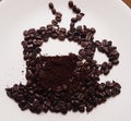 Half full coffee cup art using coffee