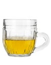 Half full glass beer tankard on a white background Royalty Free Stock Photo