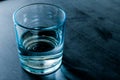 Half-full or half-empty glass of water, demonstrates the saying that opposes positivists and negativists, concept Royalty Free Stock Photo